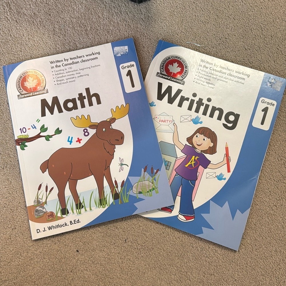 Writing and Math Grade 1 workbooks